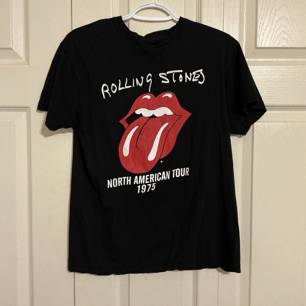 The Rolling Stones Classic Tongue Logo T-Shirt Black Unisex Short Sleeve Size M